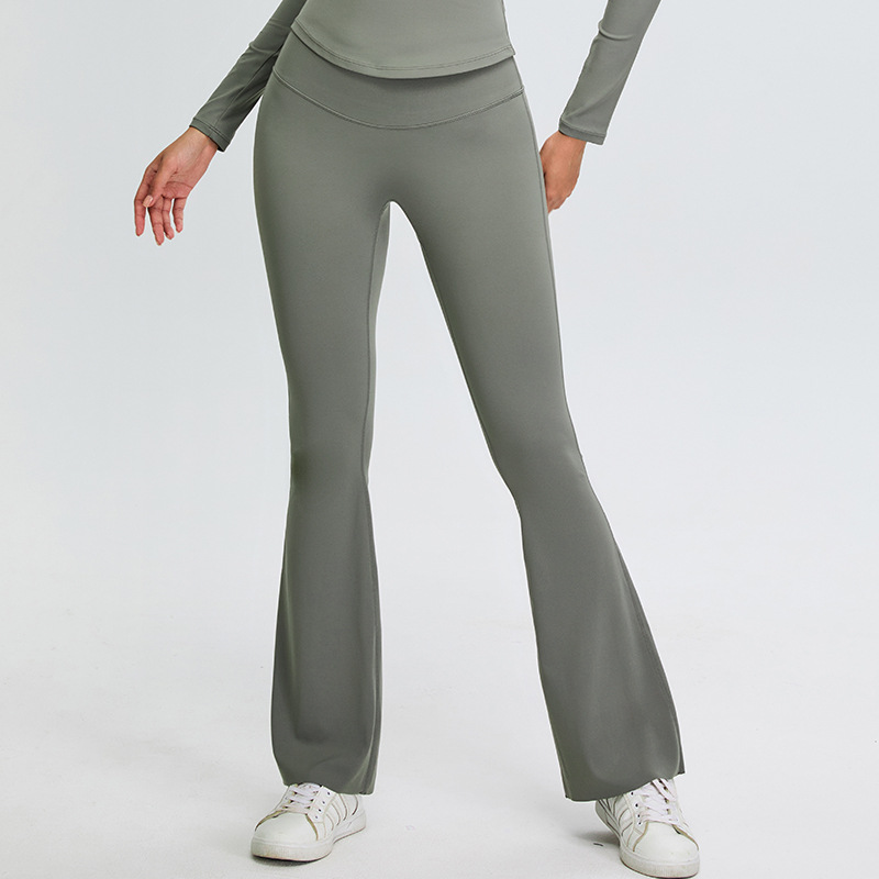 Nuevos pantalones de microyoga para mujer, cintura alta, abdomen, caderas, pantalones acampanados, deportes de carrera de ocio al aire libre, pantalones de fitness de yoga