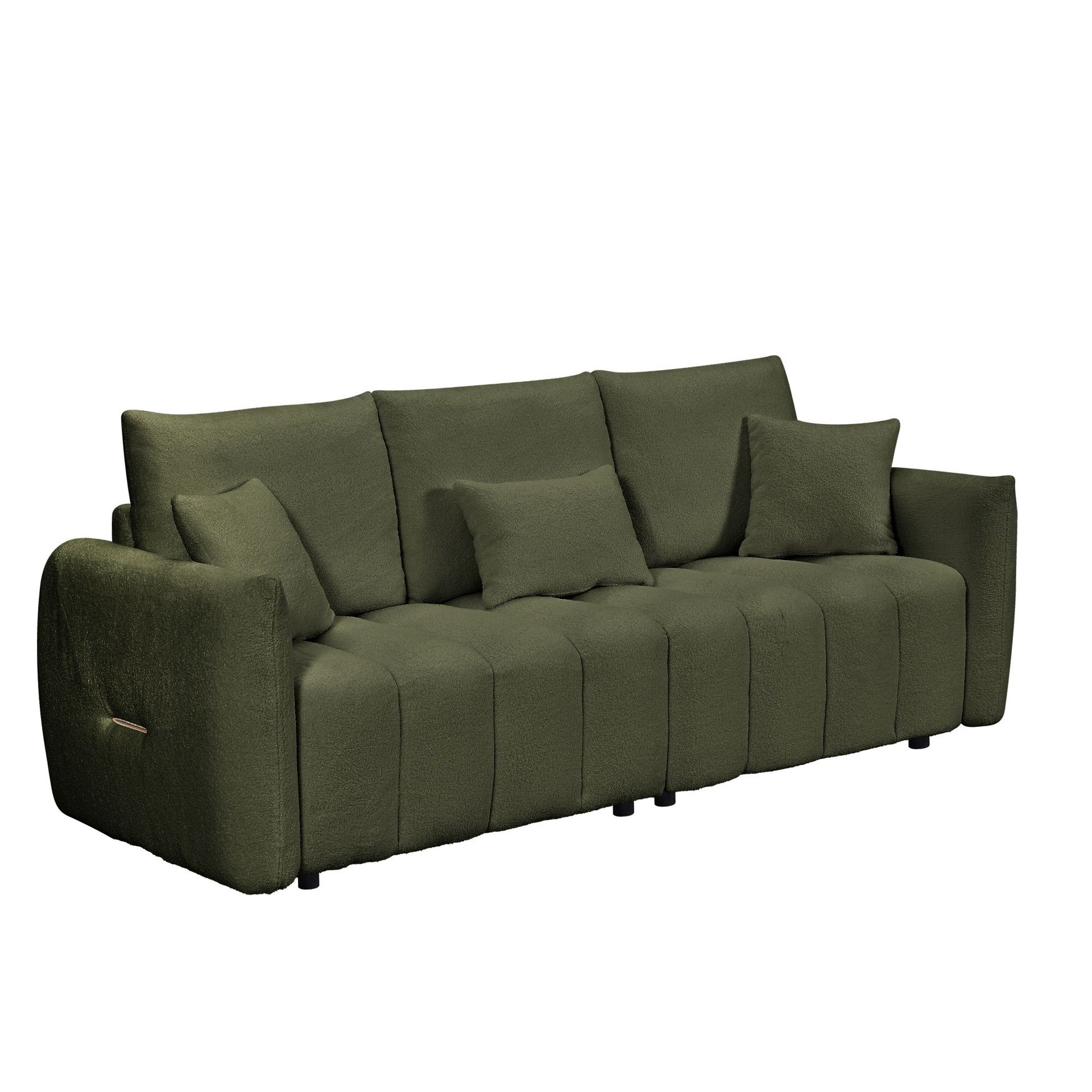 Sofá de piel de gato italiano minimalista sala de estar tamaño de casa de peluche bebé línea recta de tres o cuatro personas sofá combinado de tela image 4