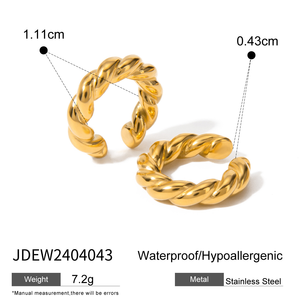 Europa y los Estados Unidos transfronterizos en el viento simple versátil de acero inoxidable de oro de 18 quilates en forma de cuerda de cáñamo redonda auriculares joyas para orejas mujeres