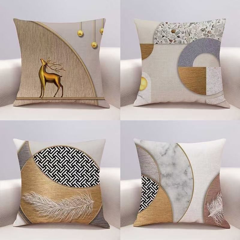Modern Light Luxury Earthy Warm Color Stain-Resistant Throw Pillow for Living Room Sofa Cushion Model Room Simple Decorative Backrest Cushion Soft Bag