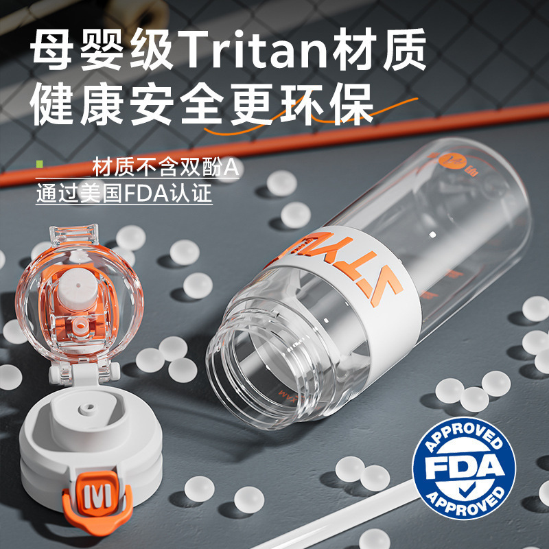 明霞トリタンスポーツウォーターボトル 新型 ダブルドリンク 夏用 ポータブル フィットネス 大容量 子供 学生 通学 水筒|undefined