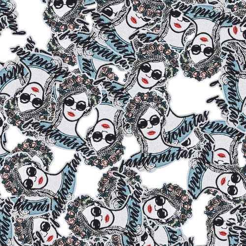 Fashion embroidery patch human head portrait patch computer embroidery chapter European and American style cloth patch computer embroidery label hot melt glue 