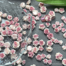 抖音爆款粉色扎染美甲饰品材料包百搭手搓玫瑰花美甲装饰品批发
