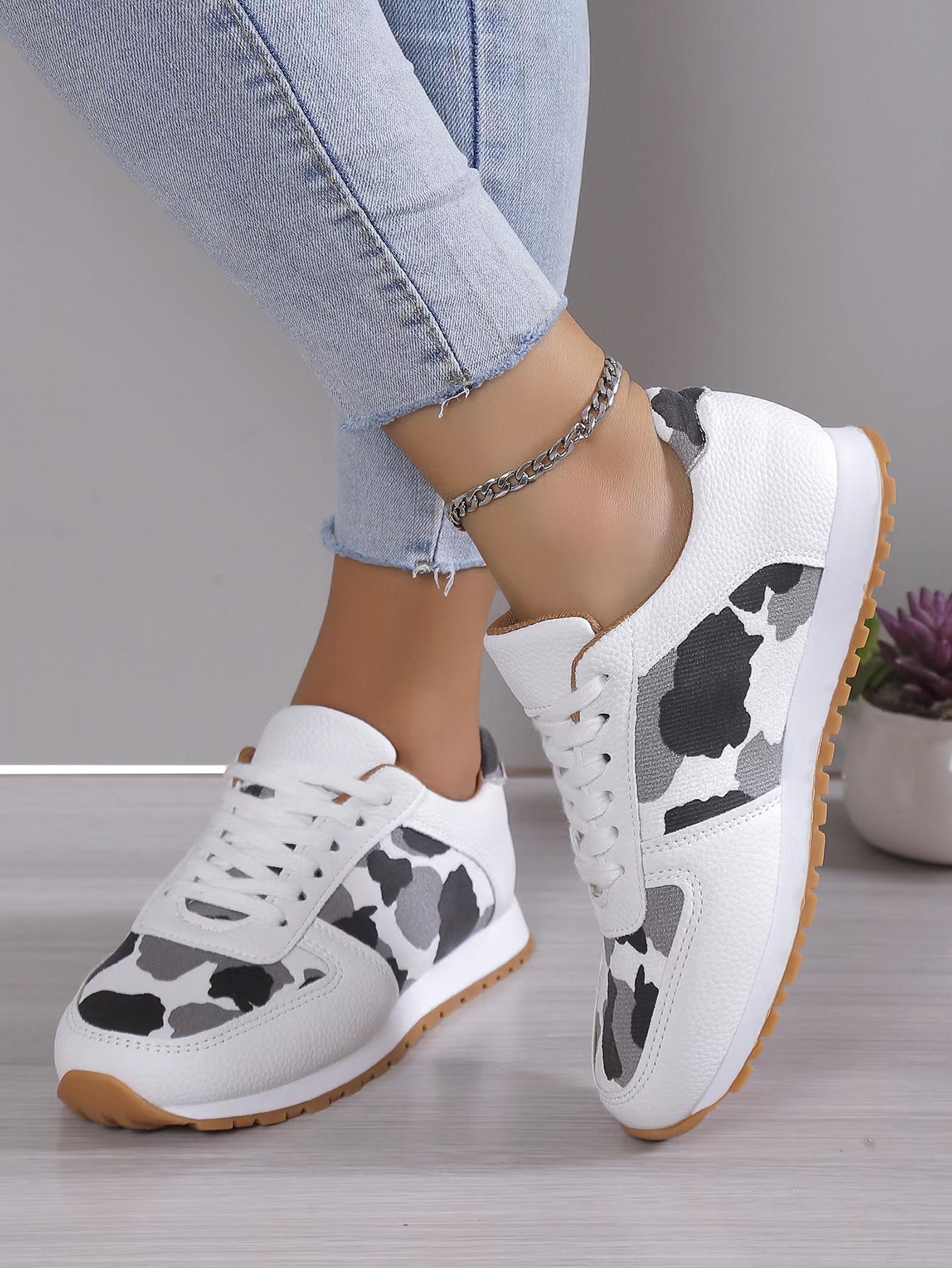 Damen Freizeitschuhe Mit Leopardenmuster Und Dicker Sohle_voghion.com