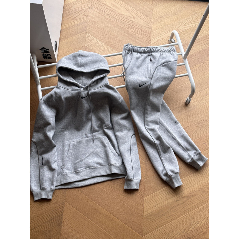 Cross-Border Foreign Trade Nk Collaboration Nocta Men's Fleece Set with 3D Silicone Hook, Reflective Strip Sportswear