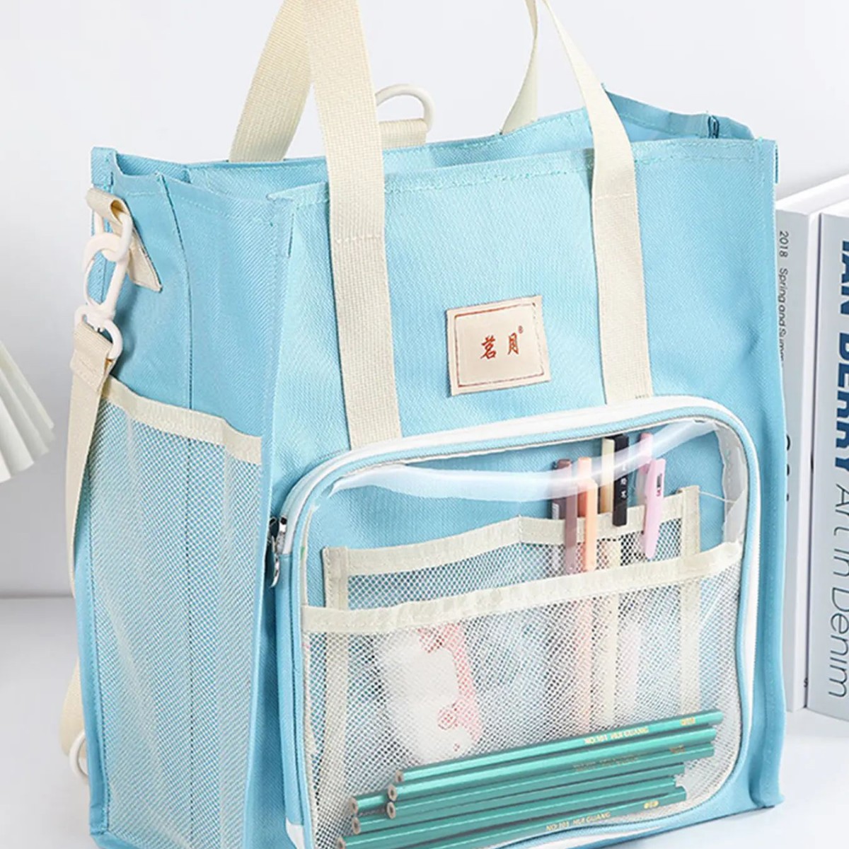 Japón encantador dibujos animados tablero de ajedrez bolsas de lápiz de gran capacidad bolsas de lápiz bolsas de almacenamiento de lienzo estudiantes bolsas de papelería