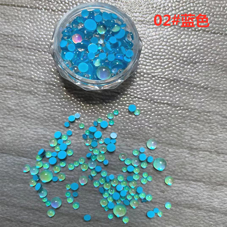 Uña de sirena de color fantasma aurora perforación joyas cristal de color caramelo semicircular mezcla de macarón perforación de uñas