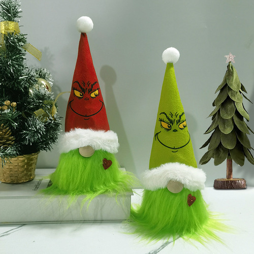 American-style Christmas decoration gift Grinch faceless Santa cartoon eccentric plush toy window display