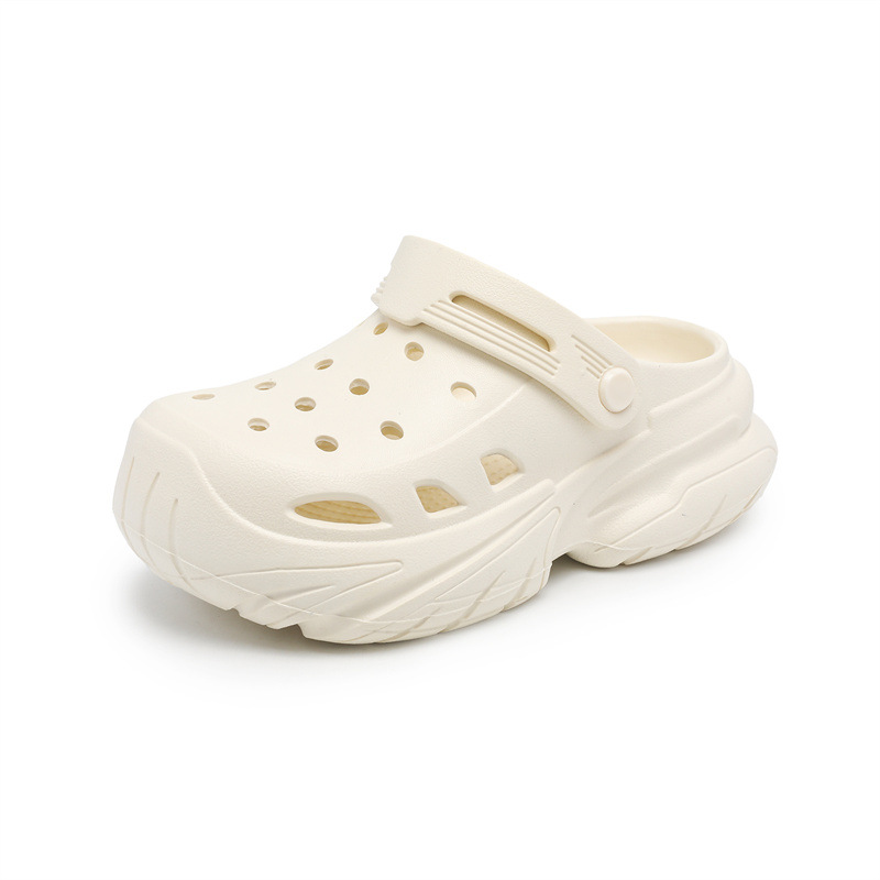 Zapatos con agujeros de suela gruesa para mujer, zapatillas antideslizantes de aumento de uso exterior de verano eva pies transpirables y sin olor, arrastre de puntera de playa resistente al desgaste