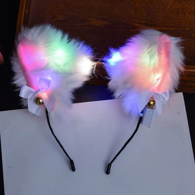 Bar espectáculo atmósfera props luminoso peluche orejas de gato accesorios de cabello zorro bandas de cabello mercado nocturno accesorios de fiesta de suministro