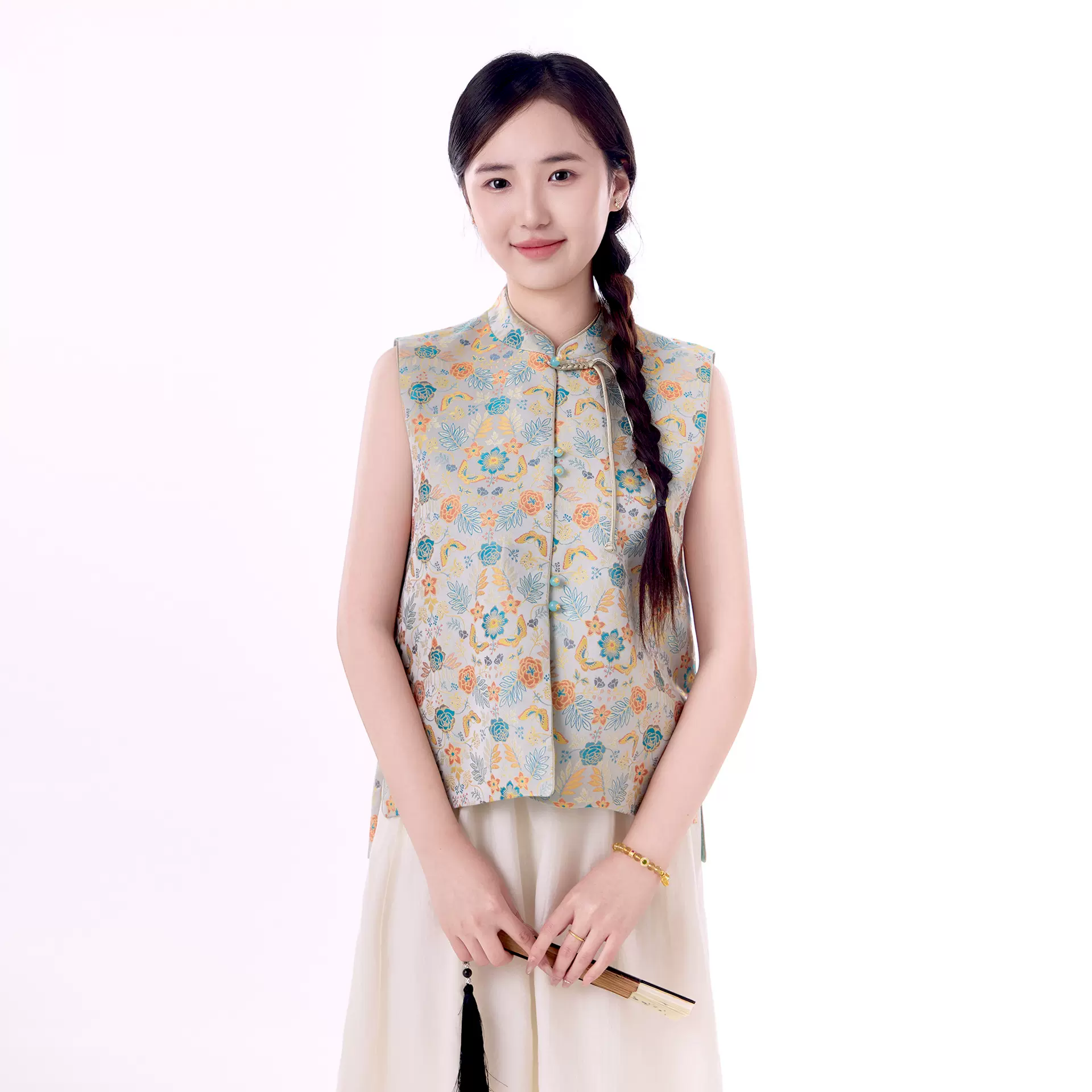 2025新中式中国风宋锦高端马甲上衣女春秋新款小个子改良禅意马夹