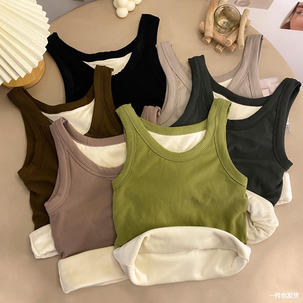 Otoño e Invierno forrado de lana térmica camisola ropa interior Slim bottoming cómodo chaleco sin mangas bottoming camisa interior superior