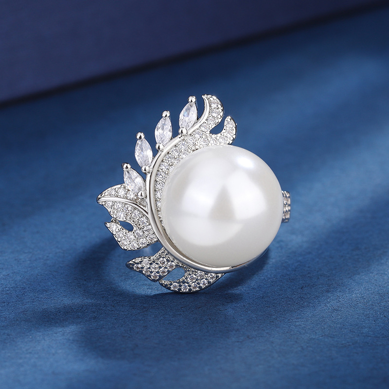 Zhuang Sheng joyería de cobre inferior chapado en oro con incrustaciones fritillary perla de la moda de diamantes incrustados cuentas grises traje creativo 14 mm12mm