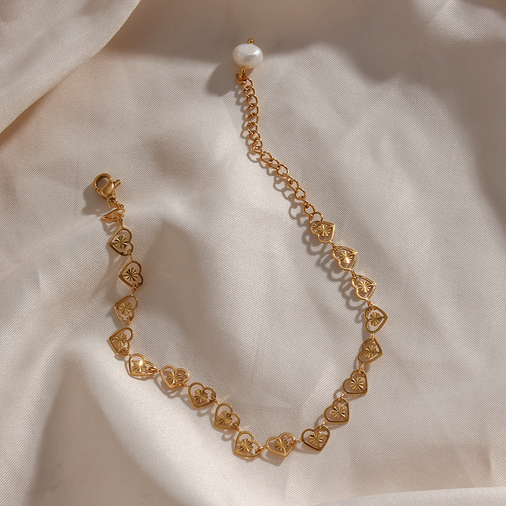 Sweet Heart Shape Stainless Steel Necklace Pearl Plating Stainless Steel Necklaces display picture 1