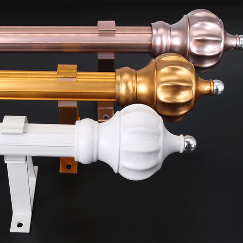 Thickened aluminum alloy curtain rod Roman rod rose gold ivory white gold single rod double rod curtain rod factory direct sale