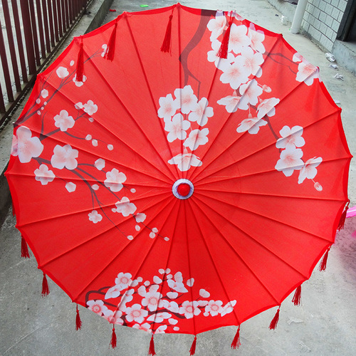 Feathered Parasol with Petal Craft Oil Paper Umbrella Silk Fabric Umbrella, CSO Dance and Photography Prop, Ethereal Chandelier Decor Umbrella