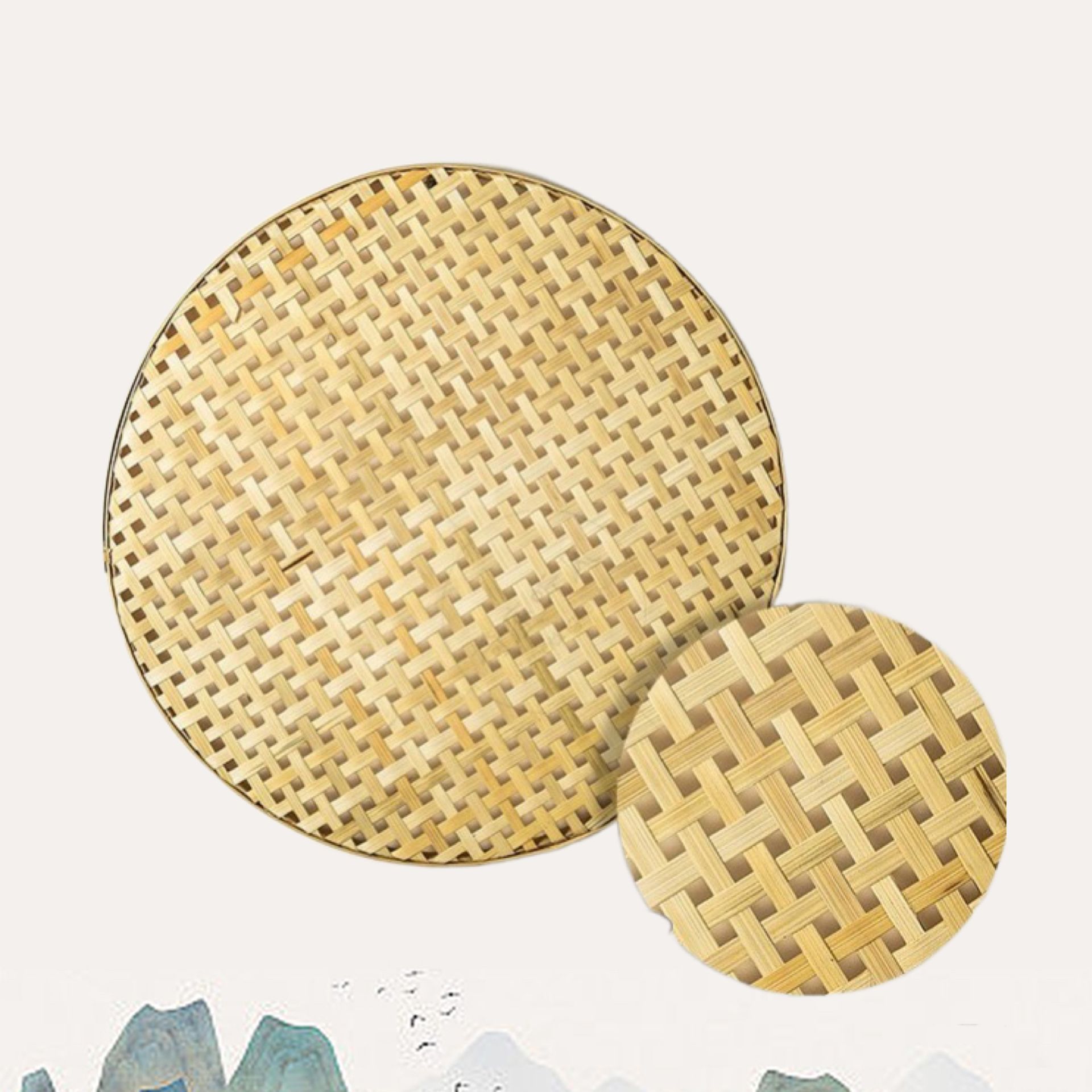 Amazon Homestay Decoración de pared Adornos Fábrica de tejido de paja Pared simple Pared redonda Hierba de ratán Sala de estar Colgante de decoración de pared