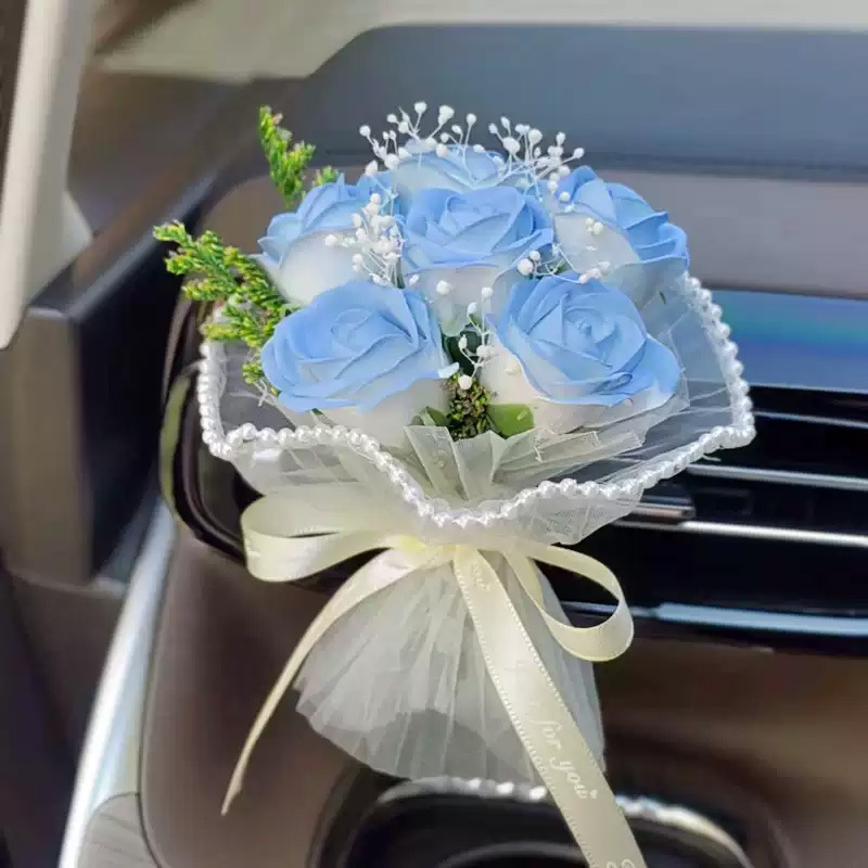 车载迷你出风口小花束口袋小花束玫瑰花永生花香皂花|undefined