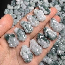 缅甸料a货翡翠飘花貔貅散珠 DIY散件配饰 手工编饰品配件男女款