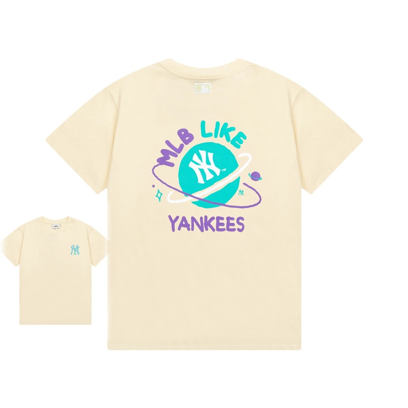 クロスボーダー MLB&NY ベーシックプリント高品質レディース T メンズ半袖コレクション共同ブランドの純綿通気性ボトリングシャツ|undefined