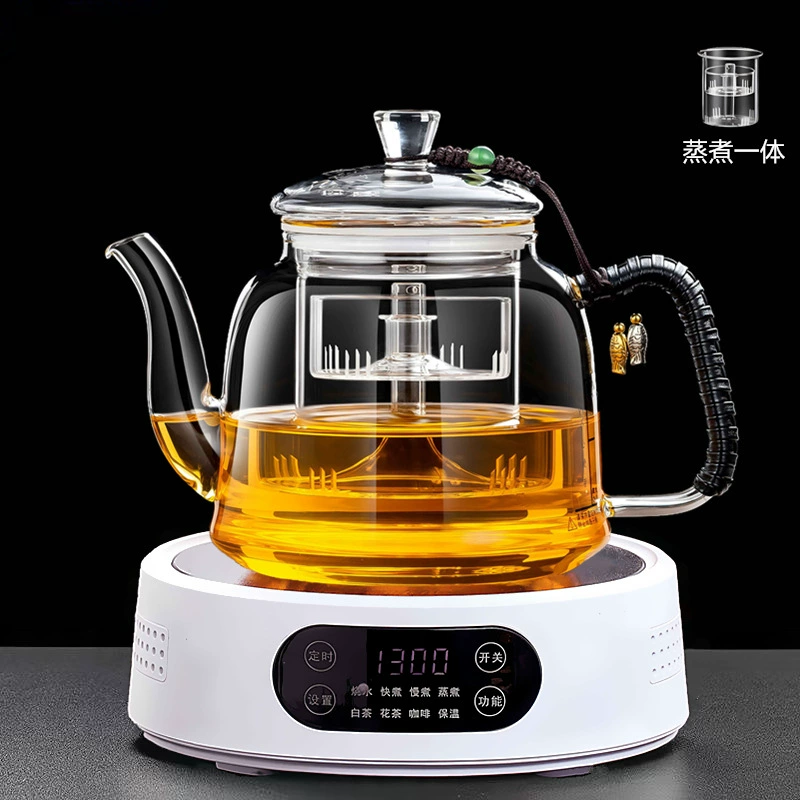 Электрическая керамическая плита 25G (1300 Вт) — настольный чайник для заваривания, совместима с чайниками 500–1300 мл, орех/белая/чёрная