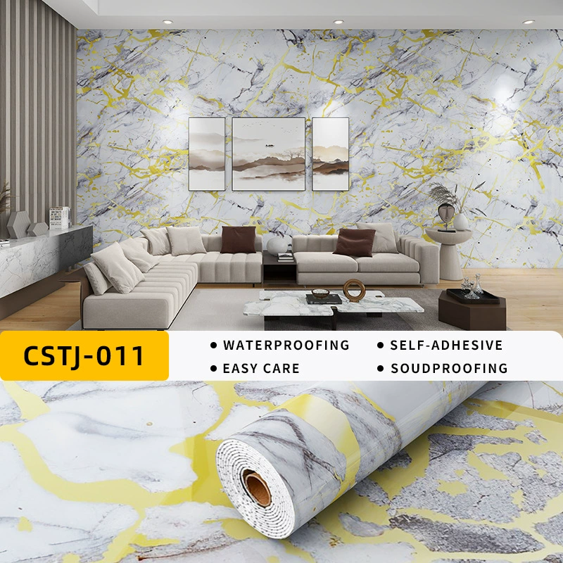 Marble self-adhesive wallpapers on wall, sticker