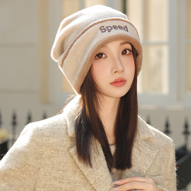 Cappello turbante versatile in stile coreano da pescatore, per esterni, autunno inverno, per donna, con ampia circonferenza della testa, che snellisce il viso._voghion.com