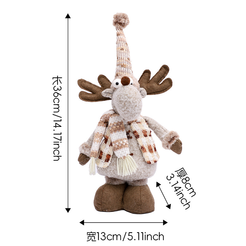 Navidad muñeca de nieve de alce piernas retráctiles muñeca gorra de punto ventana decoración marrón explosivo transfronterizo