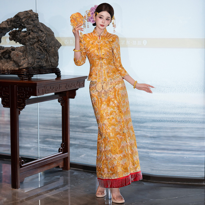 Dragon and Phoenix gown 2026 new model bridal wedding Chinese-style wedding dress Xiuhe dress toast dress wedding dress high-end bridal gown Dragon and Phoenix gown 2026 new model bridal wedding Chinese-style wedding dress Xiuhe dress toast dress wedding dress high-end bridal gown