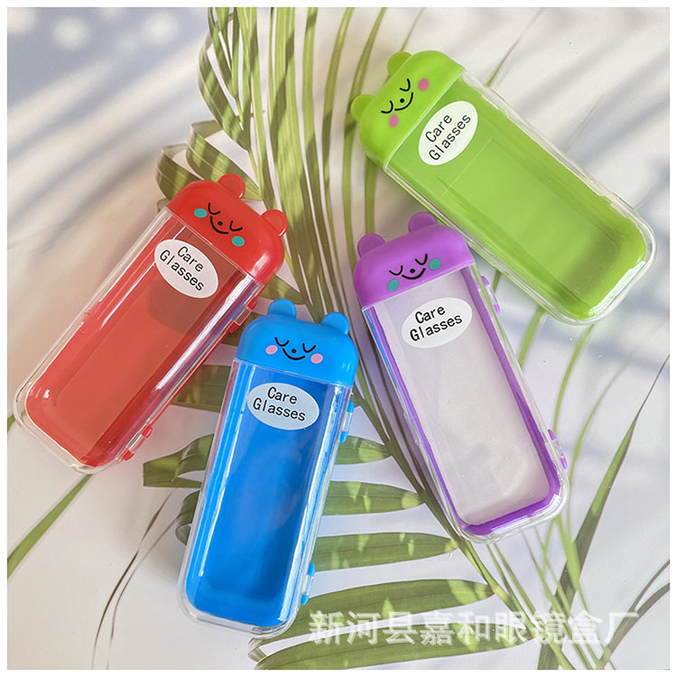 Children's glasses box wholesale Japanese simple cute plastic glasses box high color value portable compression storage creative