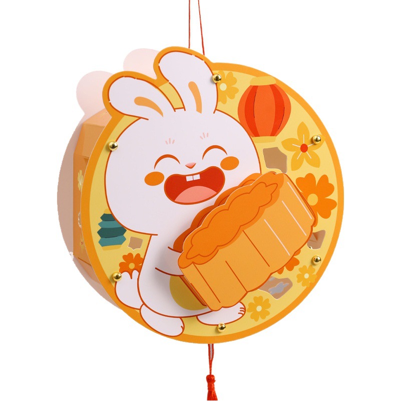 Festival de medio otoño linterna conejo linterna caminando linterna luminosa portátil paquete de material de bricolaje linterna hecha a mano linterna del festival de medio otoño