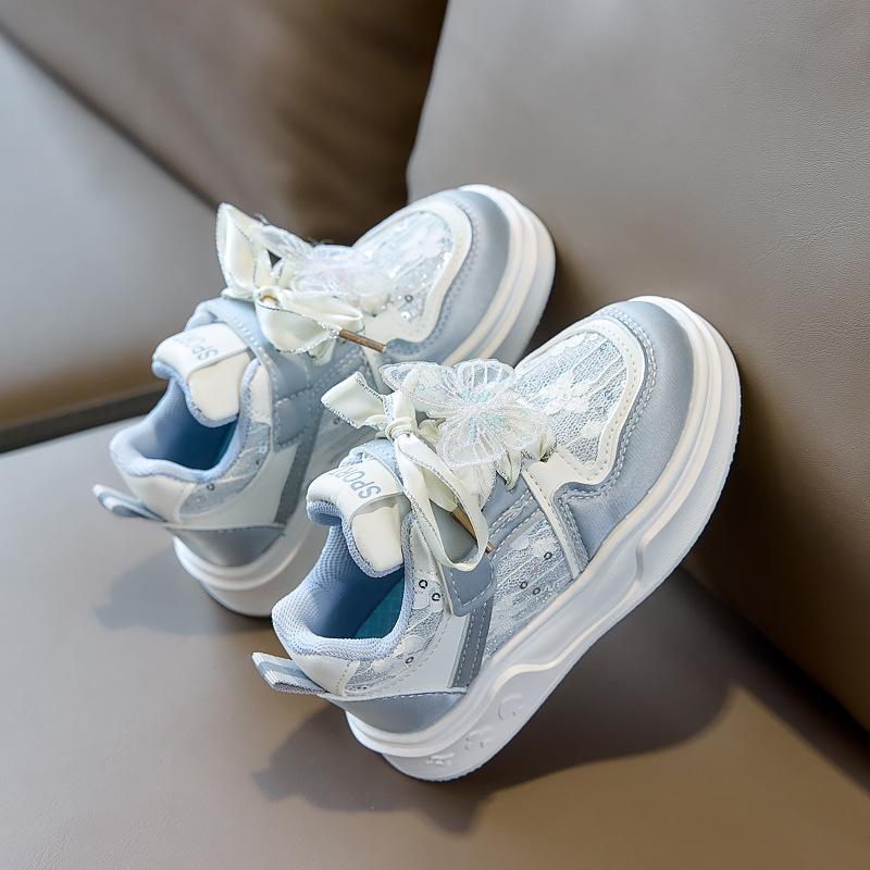 Zapatos de mariposa para niñas 2026 primavera nuevos zapatos casuales antideslizantes de suela suave para niños zapatos princesa coreana