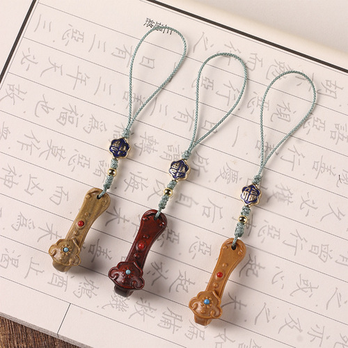 Green Sandalwood Barbie Sandalwood Creative Retro Style Small Zitan Ruyi Phone Pendant Bag Beauty Bag Hook Ornament