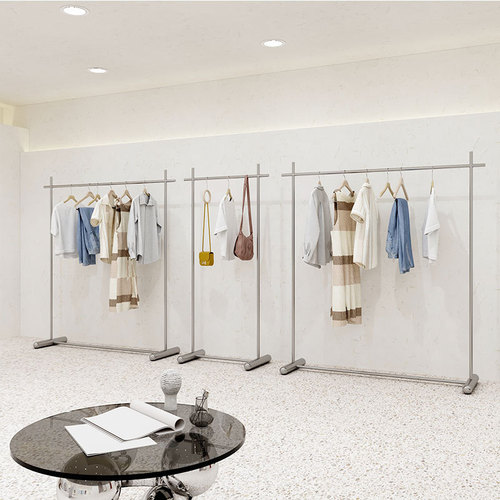 Clothing store stainless steel floor-standing display rack women's clothing store hanging rack clothes moving island shelf display props