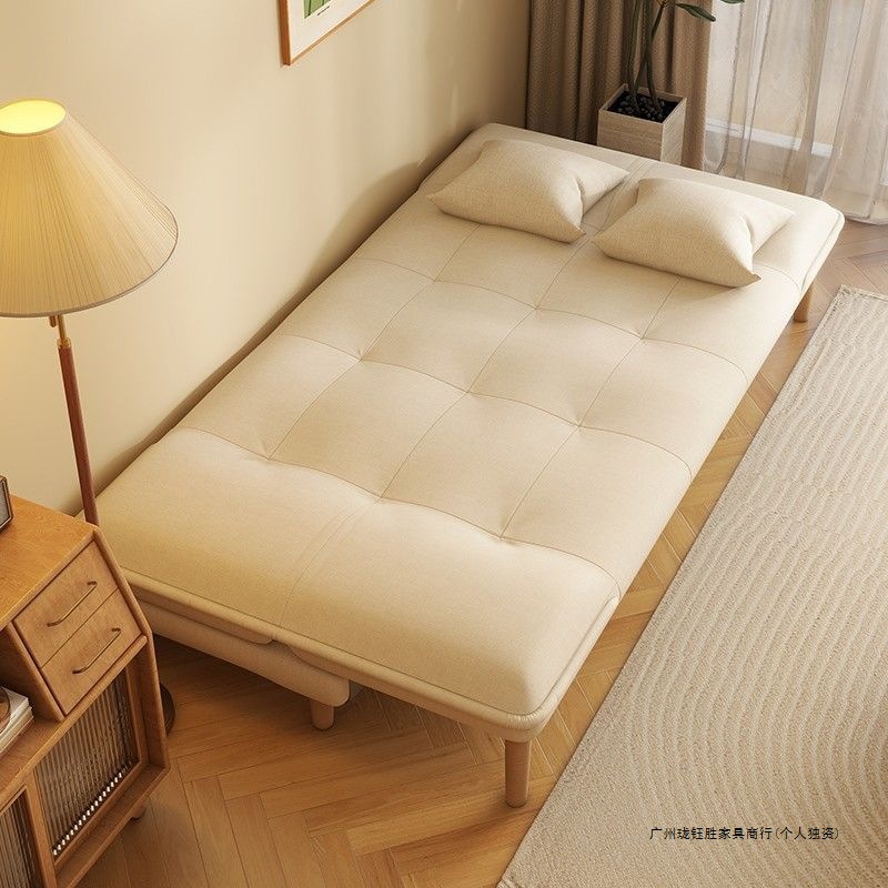 2025 New Sofa Bed Sofa Rental Living Room Bedroom Folding Solid Wood Dual-Purpose Fabric Sofa Apartment