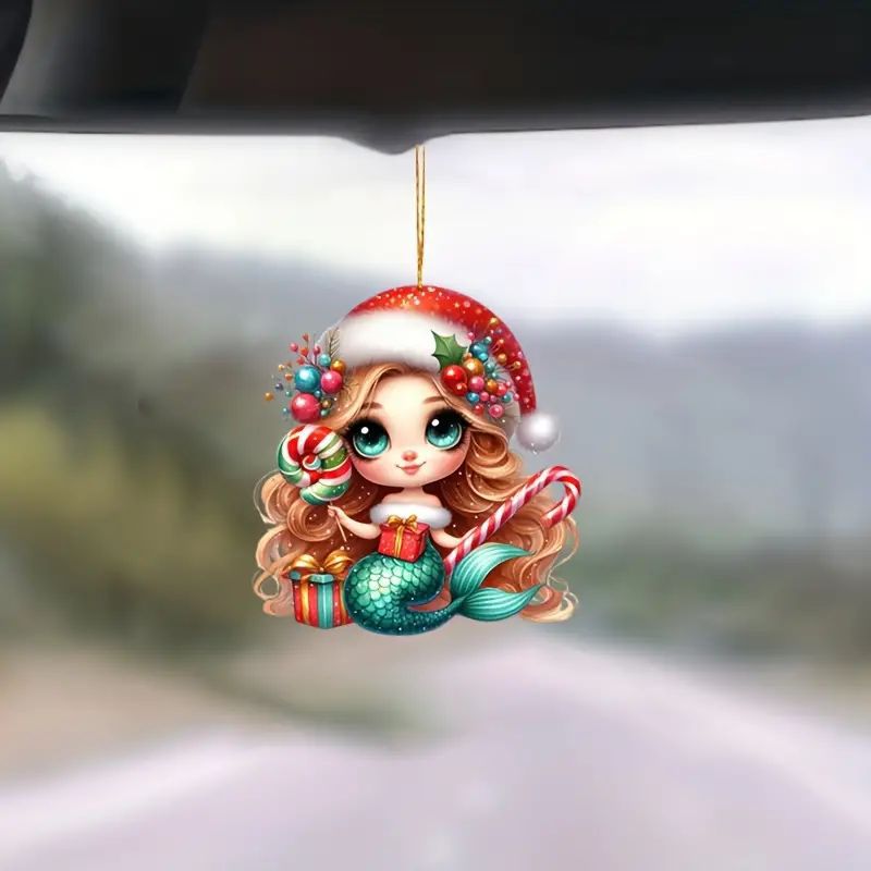 Nuevos productos transfronterizos de Navidad acrílico plano llavero decoración colgante decoración del automóvil colgante decoración del árbol de Navidad