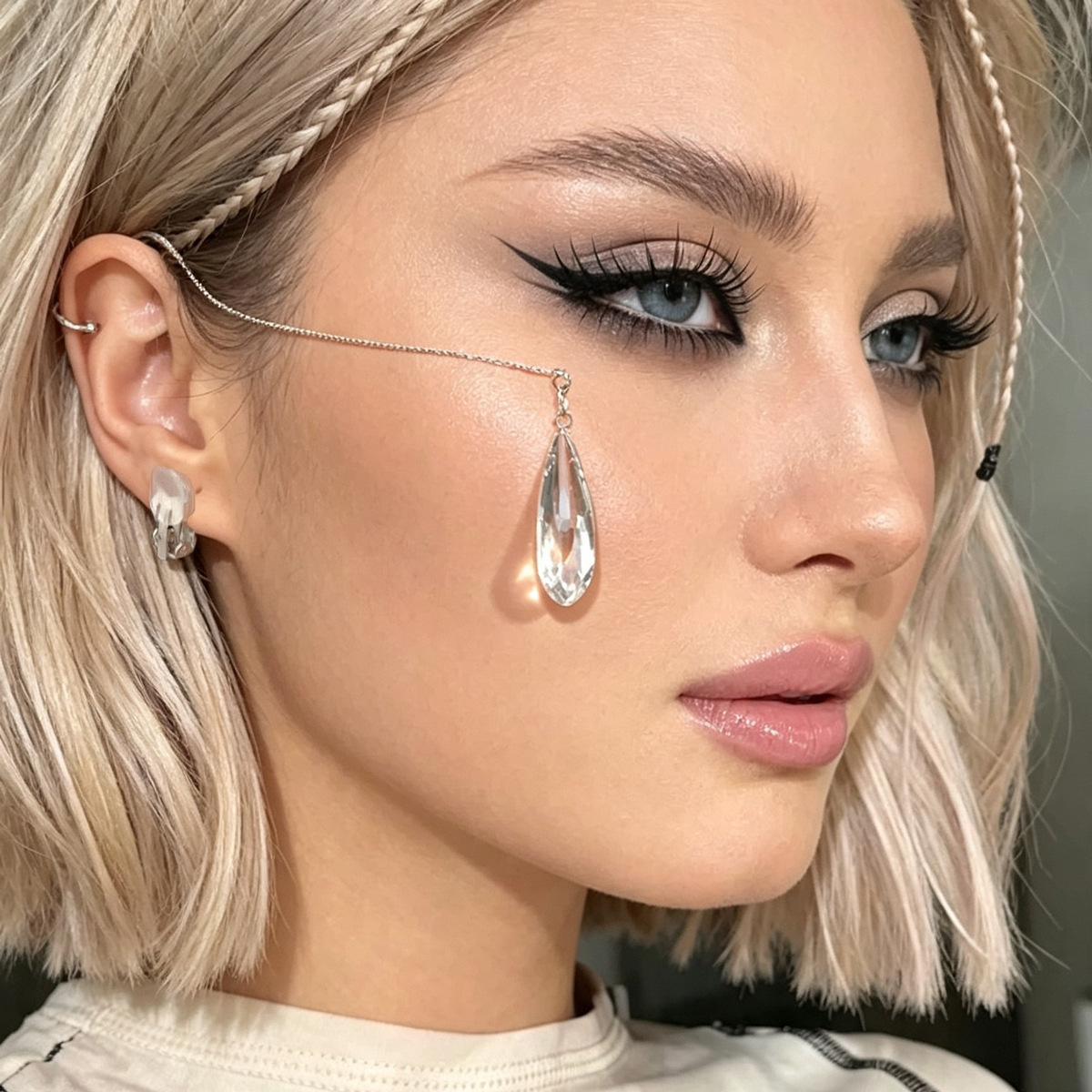 New cross-border water drop earrings for women, simple and unique niche design, rhinestone ear-hanging earrings with a high-end feel