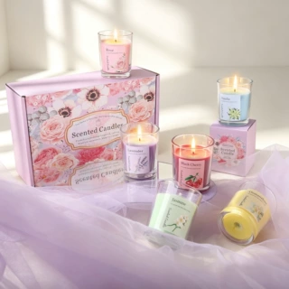跨境高颜值香薰蜡烛彩色蜡玻璃杯大豆蜡香薰室内氛围感浪漫伴手礼