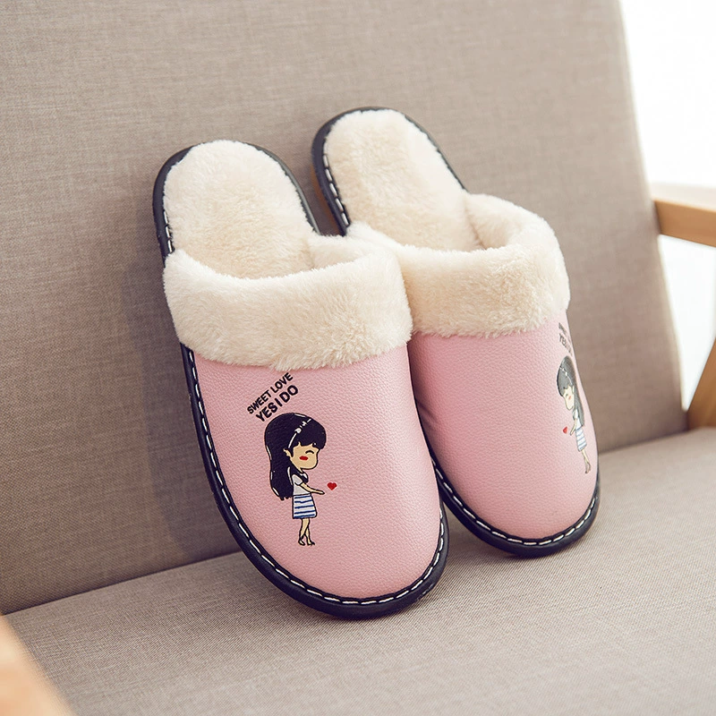 Новый пол пара мужские и женские нескользящие водонепроницаемые хлопчатобумажные тапочки зимняя кожа шерстяная шерсть хлопчатобумажные тапочки производители оптом