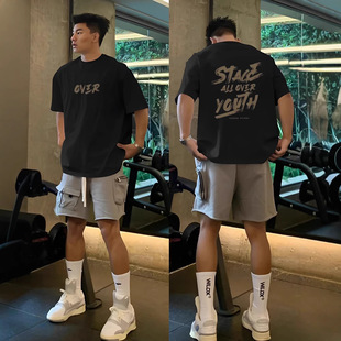 Heavy Weight Cotton American Simple Short-Sleeved T-Shirt Splash Ink Print Casual Loose Round Neck Versatile Summer Hong Kong Style Ins