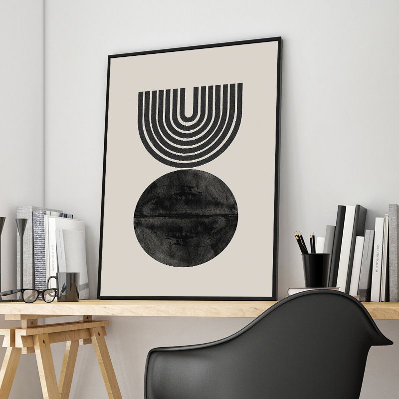Modern Simple Abstract Black and White Line Decorative Painting Living Room Bedroom Background Wall Hanging Painting Model Room Study Mural Painting
