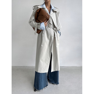 South Korea's Dongdaemun Elegant Lapel Short Jacket + Sleeveless Double-Breasted Knee-Length Windbreaker Vest Jacket Suit
