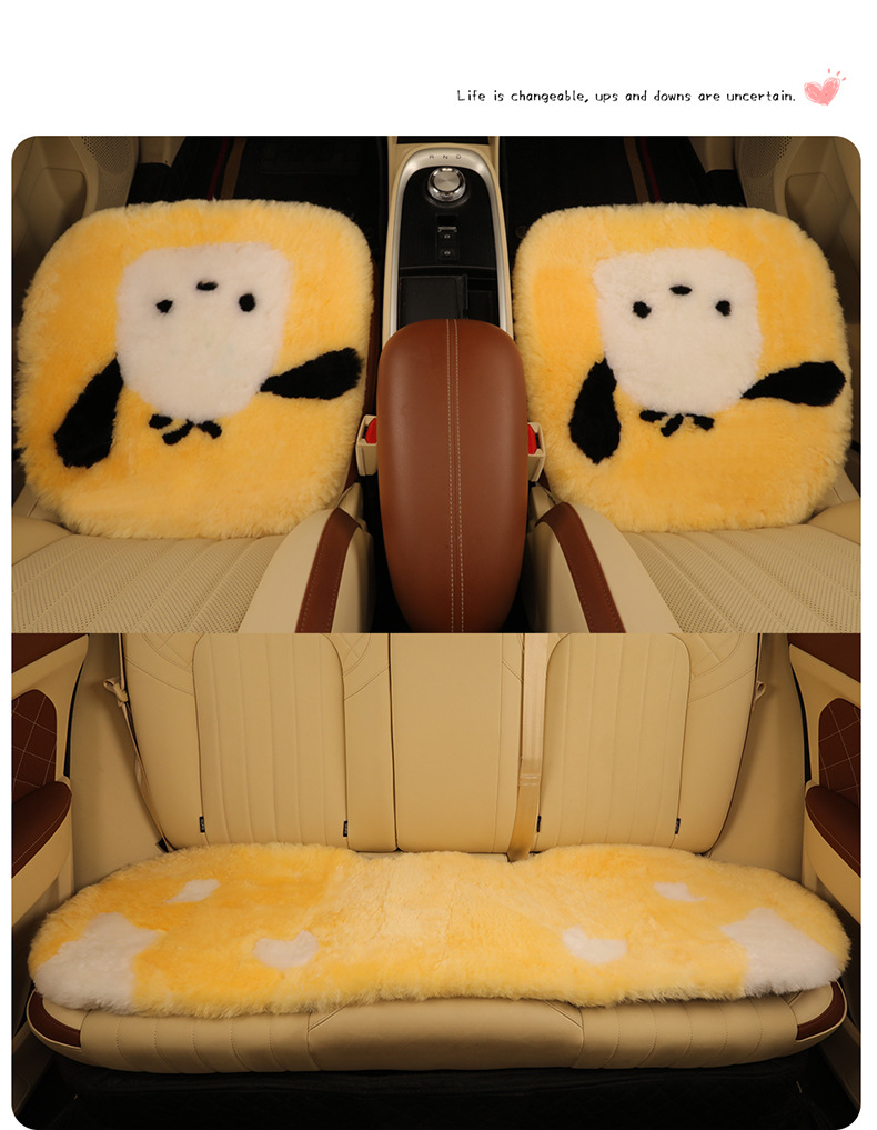 Pure wool car cushion single piece winter fur integrated three-piece car cushion warm plush seat cushion rear row strip