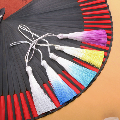 8cm Gradient Color Tassel Bookmark Fan Pendant Fashion Qipao Hanfu Accessory Pendant Bag Hanger Sash Wholesale
