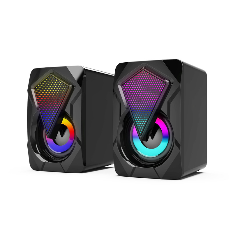 コンピュータースピーカー発光デスクトップノートパソコンマルチメディアミニ有線RGBスピーカー新型X2|undefined