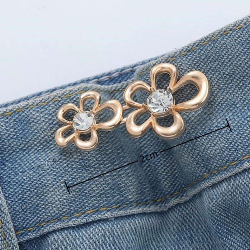 Nail-Free Removable Waist Buckle Pair, Flat-Bottom Seamless Buttons for Pants & Skirts, Assorted Designs
