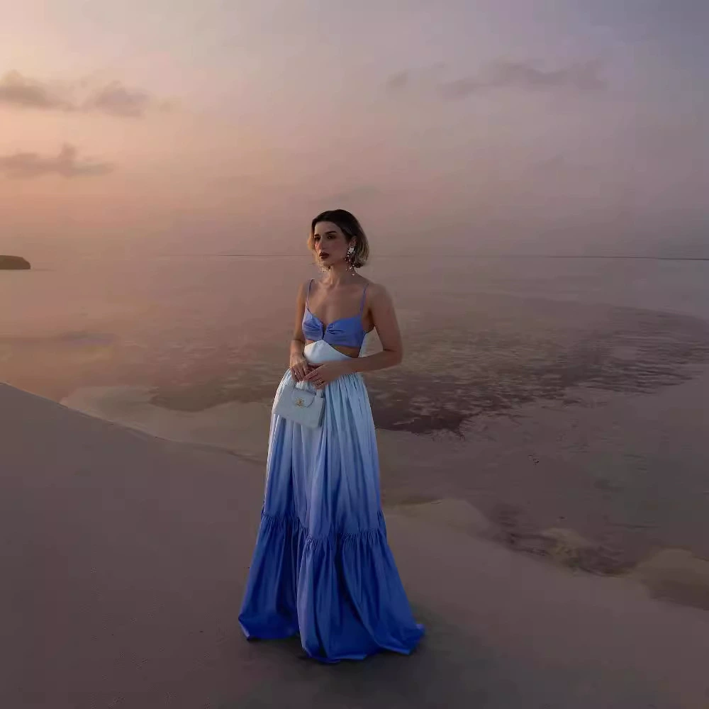 В наличии: Новинка лета, хит продаж для трансграничной торговли – сексуальное облегающее платье без рукавов с открытой спиной и градиентным цветом.