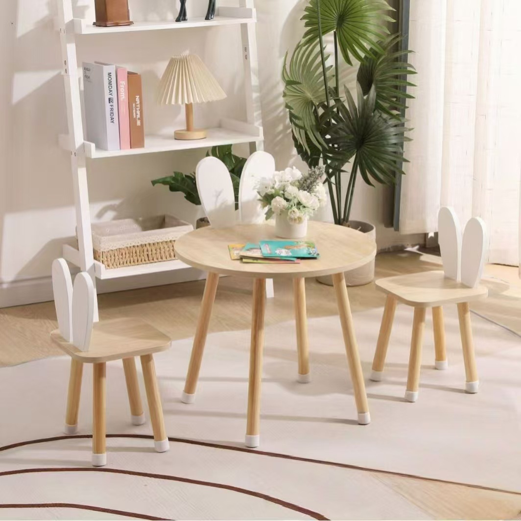 Wooden Kindergarten Table and Chair Set Children's Table Cartoon Cute Wooden Writing Desk Home Study Children's Table and Chair