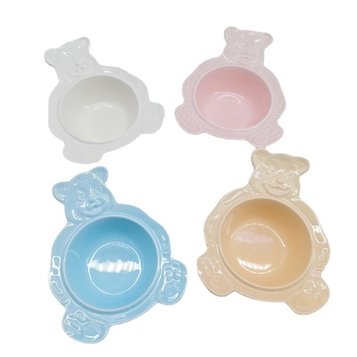 Ceramic Pet Dog Bowl Cat Bowl Teddy Bear Rabbit Tray Dog Food Bowl Cat and Dog Supplies