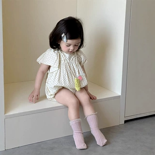 婴儿圆点包屁衣夏季薄款2026宝宝夏装新品哈衣韩版童装女童连体衣